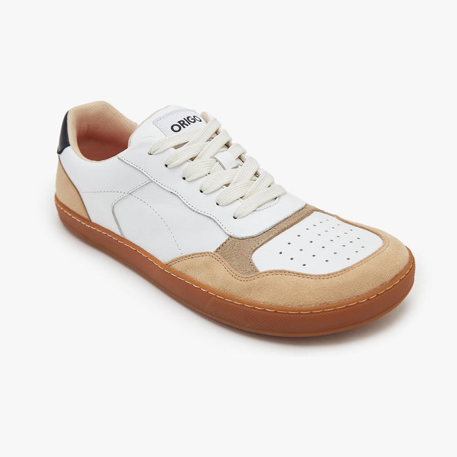 Tenis barefoot Modern Retro Blanco y beige para hombre Origo – vista 1