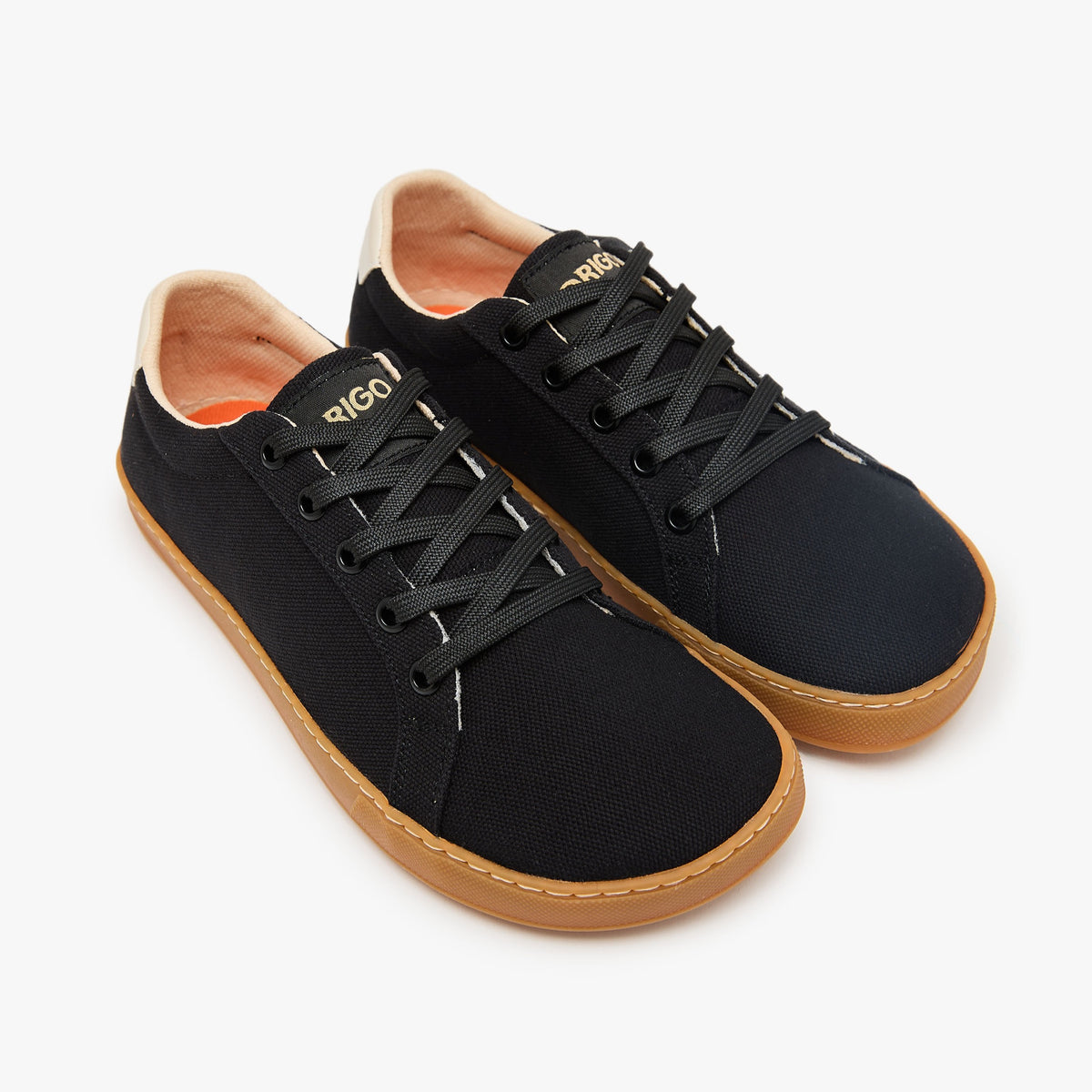 Tenis barefoot Everyday Sneaker Gen 4 en lona de algodon Black with Amber Sole para mujer Origo - vista 2