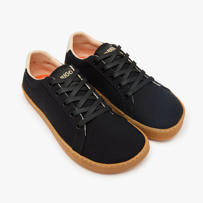 Tenis barefoot Everyday Sneaker Gen 4 en lona de algodon Black with Amber Sole para mujer Origo - vista 2