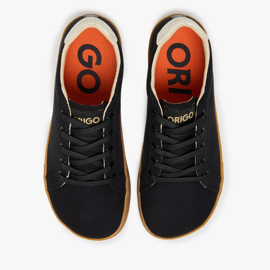 Tenis barefoot Everyday Sneaker Gen 4 en lona de algodon Black with Amber Sole para mujer Origo - vista 5