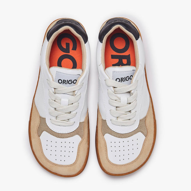Tenis barefoot Modern Retro Blanco y beige para mujer Origo – vista 2